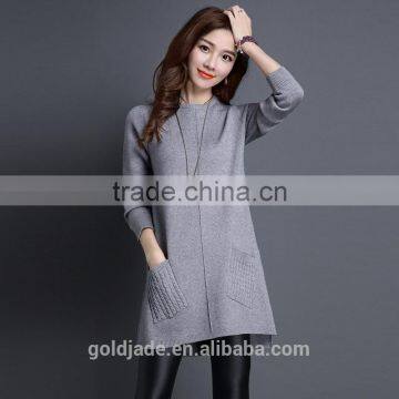 2016 Hot Sale Fashionable Pink Lady Long Sleeve Patchwork Women Wool Sweater photo-4