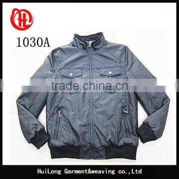 Simple Design Stock Mens pu Leather Coat Jacket photo-3