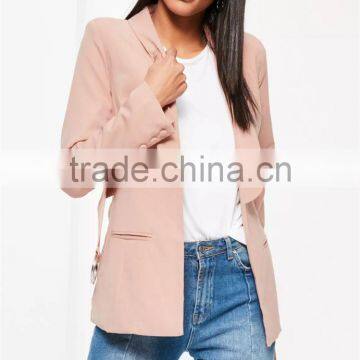MGOO Foshan Factory Made Custom One Button Women Suits Blazers 2017 Spring Belted Long Sleeves Jackets photo-3