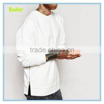 Wholesale Oversized Sweatshirt With Side Zip And Contrast Panel man pullover hoodie