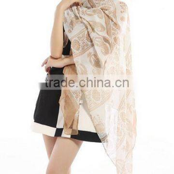 2016 fashion spring summer flower pattern ladies voile scarf