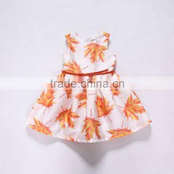 S17623A Girl Maple Leaf Painting Kids Dresses for Girls Clothes