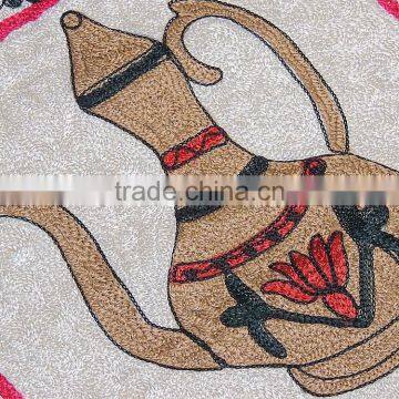 Decorative Goglet Cushion Cover Kashmir Beautiful Crewel Embroidery Throw Pillow photo-3