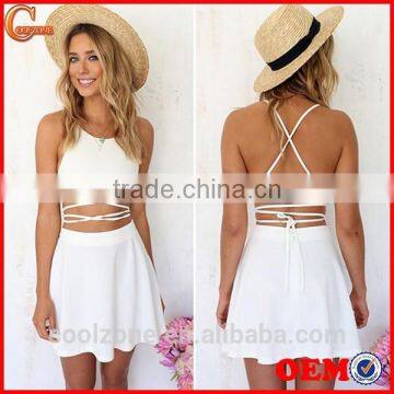 Women Sexy Halterneck Backless Two Piece Crop Tops Mini Skirt Summer Beach Dress