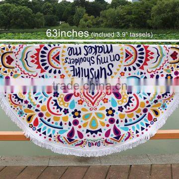 Soft Super Water Absorbent Multi-Purpose Beach Picnic Blanket Mat Bohemian Round Beach Mat