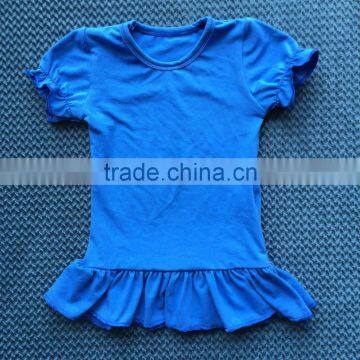 2016 Girls Blank Ruffle Sleeve T Shirt Kids T-shirt Ruffle Sleeve Plain Cotton T-shirt YW-0018 photo-2