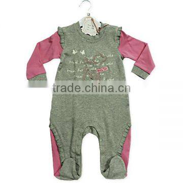 Cute baby girls printing design single jersey romper safe quality boutique jumpsuit custom style romper for small baby