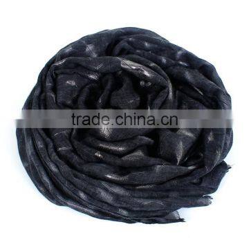 Cotton Polyester Blend Scarves & Wraps Rectangle Silver Black Feather Fashion Scarf 2017 photo-3
