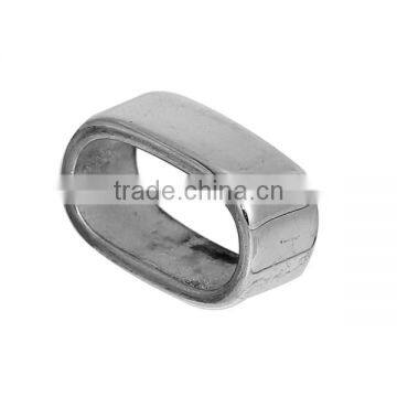 304 Stainless Steel Spacer Beads Oval Silver Tone