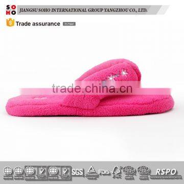 2017 Top Quality Disposable Coral Fleece Hotel Slippers With Embroidered Logo Printed Eva Slipper photo-2