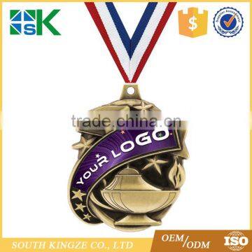 Irregular Shape Customer Own Logo Design Bronze Color Sport Medal With Ribbon