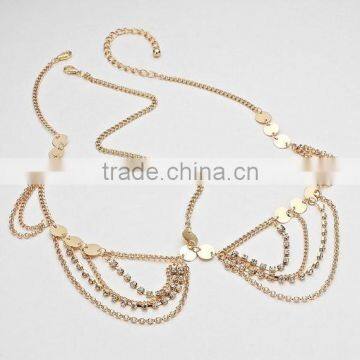 Multi Layers Rhinestone Crystal Wave Tassel Head Piece Sequined Hair Band Head Chain Jewelry