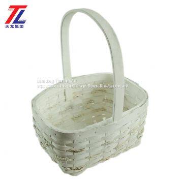 eco-friendly handmade woven white wicker hanging flower basket