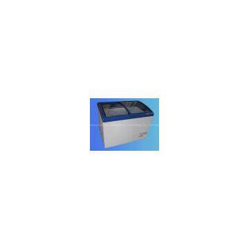 Curved glass door chest freezer, ice cream freezer