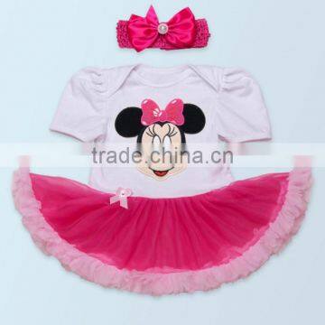 2017 Birthday Party Suit, Cartoon Embroidery Baby Set ,high Quqlity , Romper With Headband 2 PCS photo-2