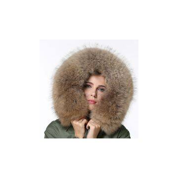 Latest Genuine Raccoon Fur Lined Fashion Fur Parka for Women