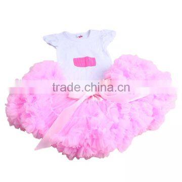 cute birthday wear super fluffy pom pom dancing baby girls tutu skirt