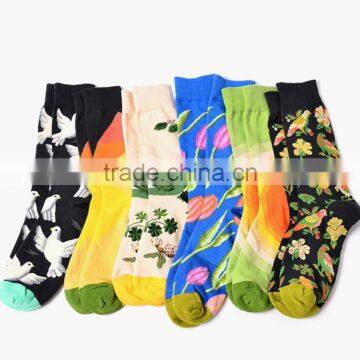 Happy Feet Socks With Animal and Flower Patterns, Custom Design Happy Socks