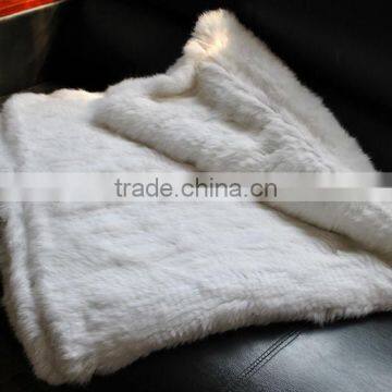 YR596A 145*140CM Real Knitted Rabbit Fur Home Blankets photo-3