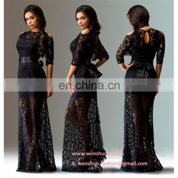 2016 Extermely Sexy Hollow Long Women Lace Dress photo-3