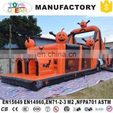 Outdoor halloween pumpkin Inflatable obstacle course for kids party used