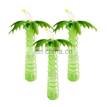 hawaii party supply coconut tree shape bottle plastic shaker joyshaker bottle with straw