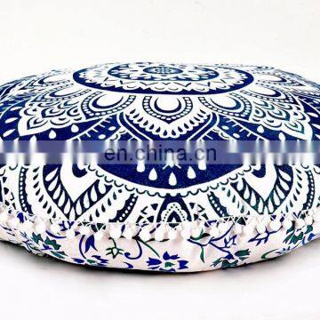 Indain 2017 Hand Screen Print Latest Design Round Cushion Cover Pillow Case Round Meditation Ottoman Pouf 32"