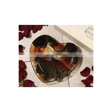 Rustic Leaf Heart Shaped Glass Candy Dish