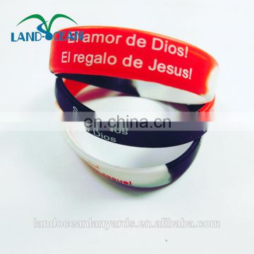 Silk printing logo silicone bead bracelet