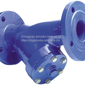 895 For EN1092 PN16 Cast Iron Piston Water Strainer Check Valve With Blue Color