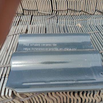 Interlocking Ceramic Roof Tile Glazed Surface Gray Use For Building Materials