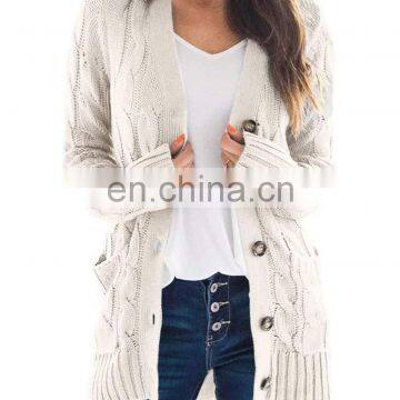 Hot Casual Solid Color Twist Button Jacket Cardigan Sweater For Women photo-4