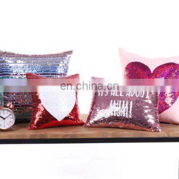 Custom Design Reversible Sequins Heart Mermaid Magic Cushion Pillow Covers Decorative photo-3