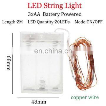 Led String Light Silver/ Copper Wire 3AA Battery Christmas Light For Holiday Decoration photo-6