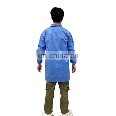 Hospital disposable medical isolation lab coat clothing with sms pp pe non woven material