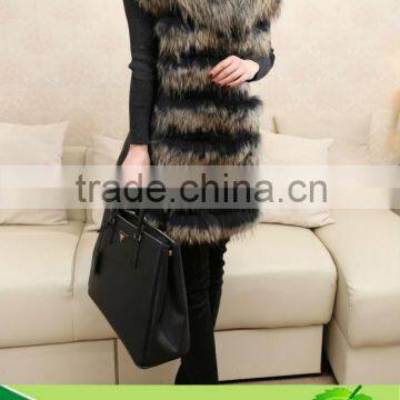 100% Real Luxury Pretty Women Double Color Raccoon Hair and Rabbit Skin Coat