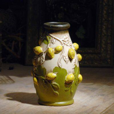 Creative Italy Countryside Retro Brownness Lemon Ceramic Flower Vase For Home Decor