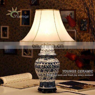 Chinese Traditional Blue White Ceramic Ginger Jar Table Lamps for Living Room photo-2