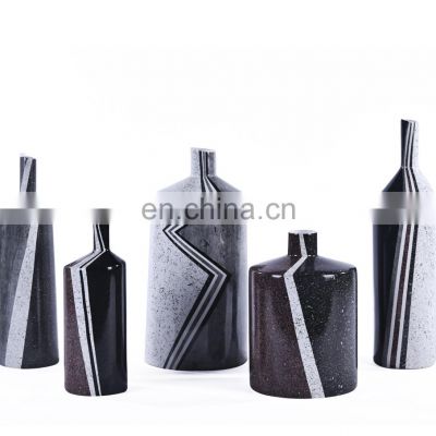 Luxury Geometric Pattern Garden Vase Decorative Ceramic Vase  for Home Decor For Hotel Lobbies