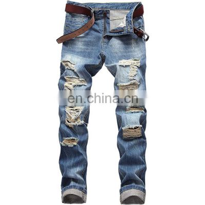 2021 Wholesale Custom Mens Cotton Straight Classic Plus Size Pants Jeans Male Denim Pants Casual Trousers ripped Jeans For Men