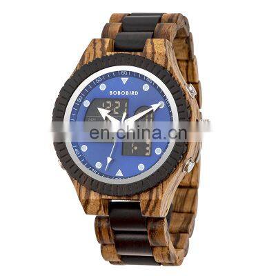 BOBO BIRD LED Display Watch for Men Quartz Watches Wooden Alarm Clock with Luminous Hands Customize Logo OEM