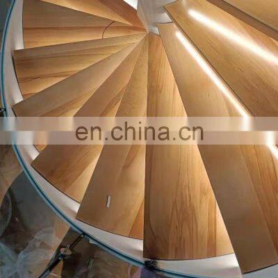 China Factory Supplier Oak Solid Wood Tempering Glass Spiral Stair Used Spiral Staircases