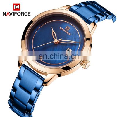 NAVIFORCE NF5008 Stylish Charm Quartz Watch For Women Stainless Steel Calendar Bracelet Girl Ladies Branded Watches