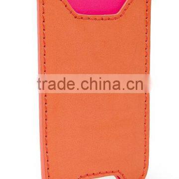 Slip on Bright Color Leather Phone Case With Cut-out to Charge Plain Genuine Leather Phone Sleeve for Iphone 5 6 Custom Logo photo-6