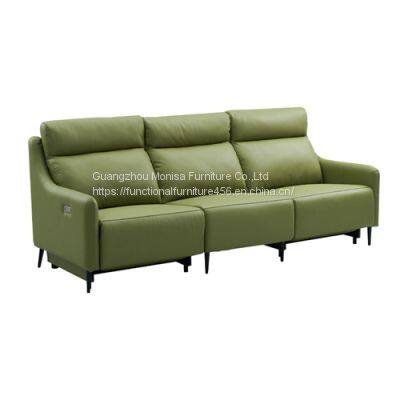 Italian Minimalist Leather Smart Sofa Living Room Straight Row Three-Seat First-Class Fashion Space Capsule Electric Function Sofa photo-3