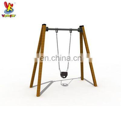 Wooden Kindergarten Outdoor Playground Single Swing Playset for Children