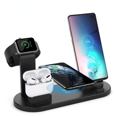 Portable 10W/15W Wireless Charger Station Desktop or Mobile Phone 6-in Folding Magnetic Multi-Function Integrated with Holder