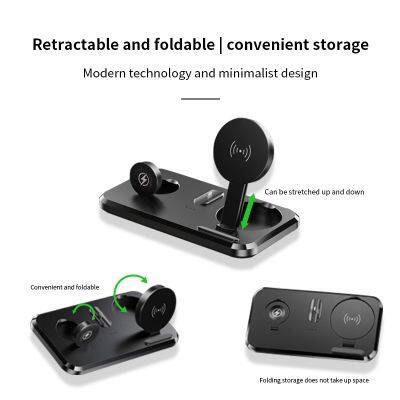 3in1 Foldable Wireless Charger Adjustable Multifunctional Stand Fast Charging Station for Earphone Smart Watch and Phone
