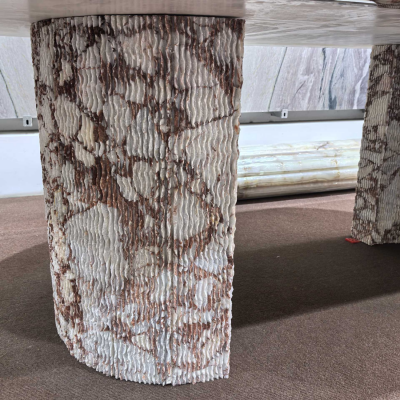 Minimalist Calacatta Red Marble Dining Table and Coffee Table Set Luxury Stone Furniture for Residential and Commercial Projects photo-2