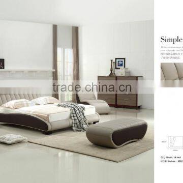 Factory King size customized leather bed (H-065)